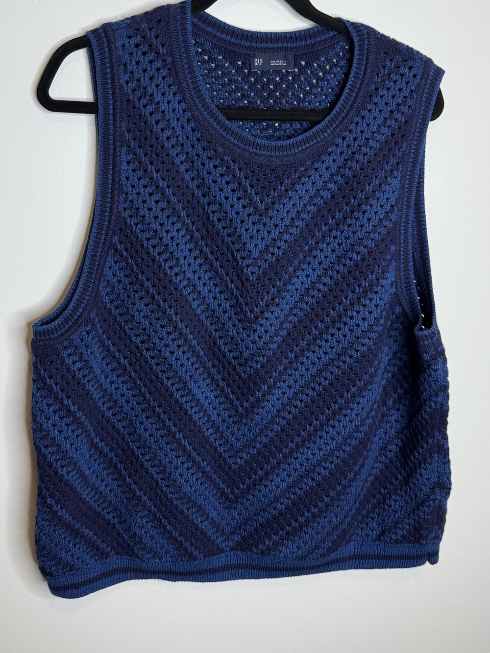 GAP Navy Blue Chevron Crochet Tank vest size xxl tall